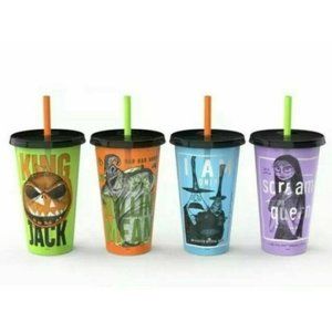 Zak Nightmare Before Christmas Halloween Glow Tumblers Straws 4 PK Reusable